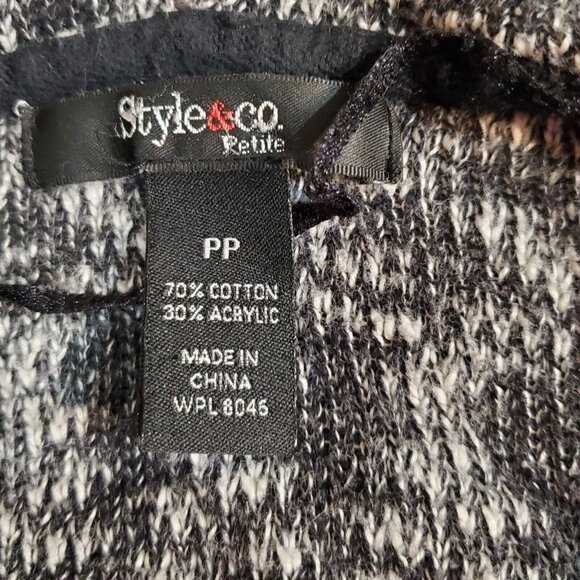 STYLE & CO Women Open Front Cardigan Sweater Size PP 0/2 Gray and Black Striped - Picture 6 of 14